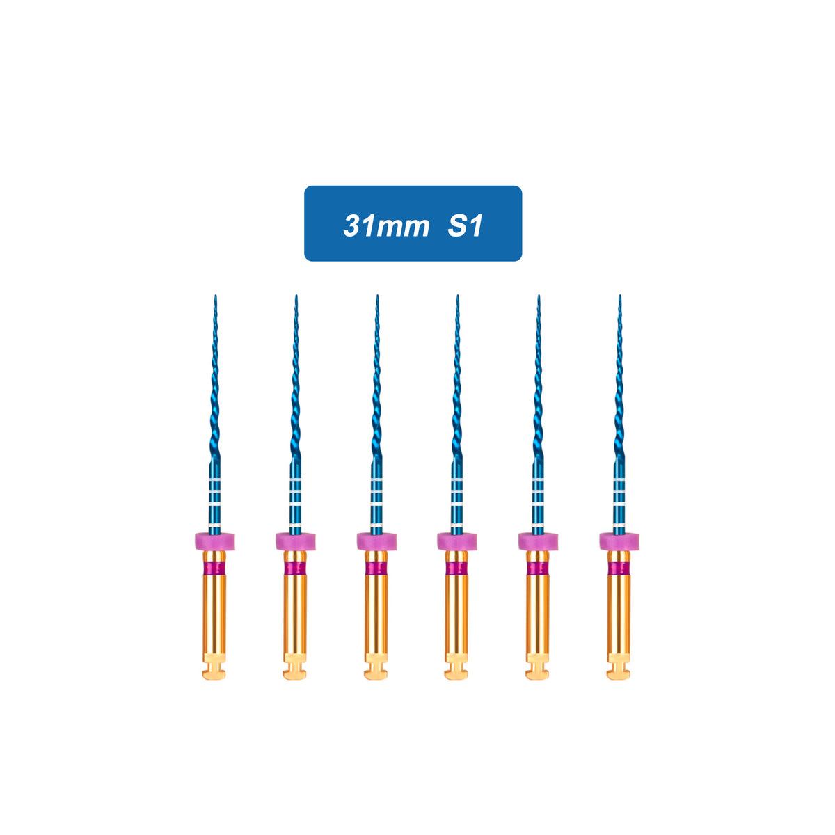 CYF204 NITI Blue Rotary Heat Activated Endodontic Files 6pcs/box 19mm/21mm/25mm/31mm