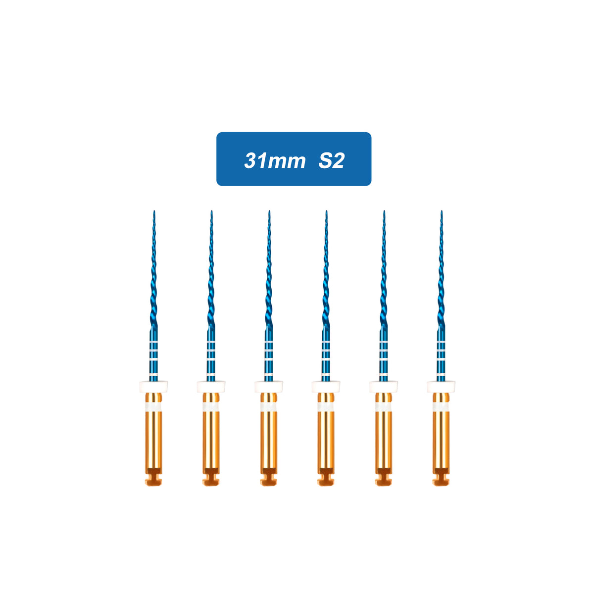 CYF204 NITI Blue Rotary Heat Activated Endodontic Files 6pcs/box 19mm/21mm/25mm/31mm