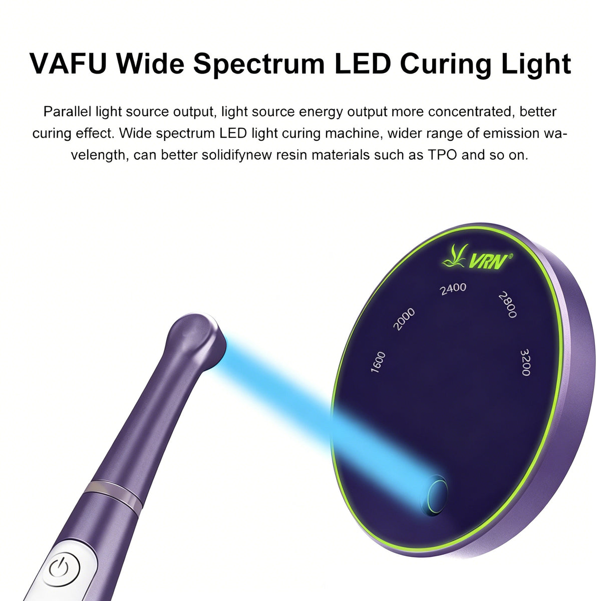 Dental bulk-fill resin restoration scene using VAFU 3200mW high power fast curing lamp