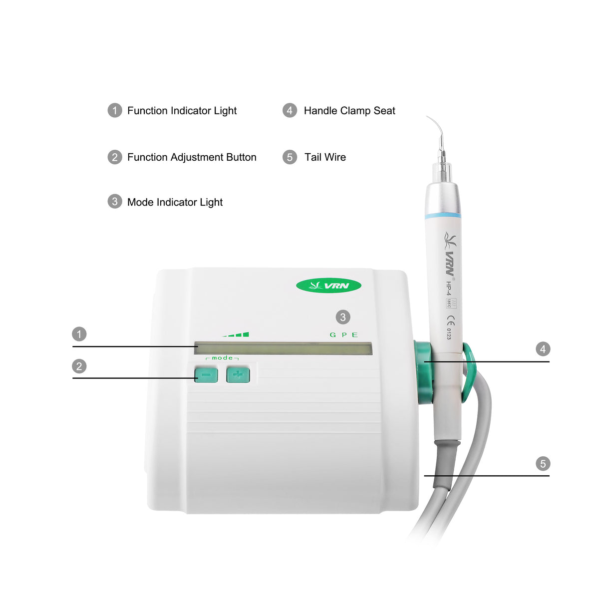 Full set unbox accessories of VRN K08DL dental piezo ultrasonic scaler