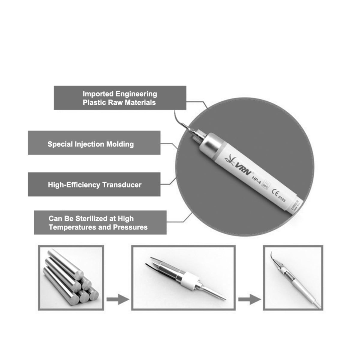 Scaler tip connector detail for VRN K08DL LED piezo handpiece