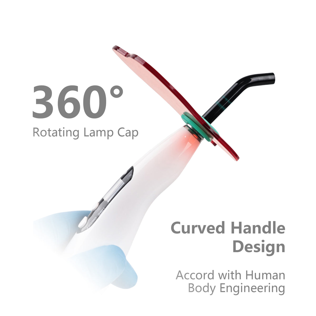 Hand‑held operation posture demonstration of curing light