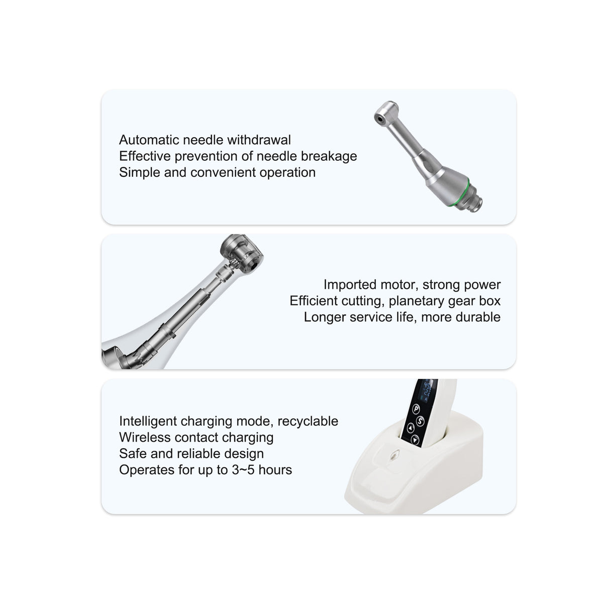 Wireless endo motor handpiece side compact outline view